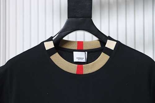 EM Sneakers Burberry Check-Collar T-Shirt with Embroidered Logo Black