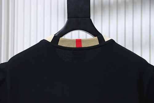 EM Sneakers Burberry Check-Collar T-Shirt with Embroidered Logo Black