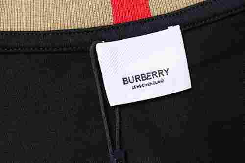 EM Sneakers Burberry Check-Collar T-Shirt with Embroidered Logo Black