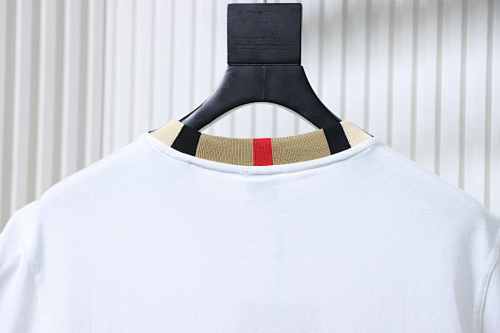 EM Sneakers Burberry Check-Collar T-Shirt with Embroidered Logo White