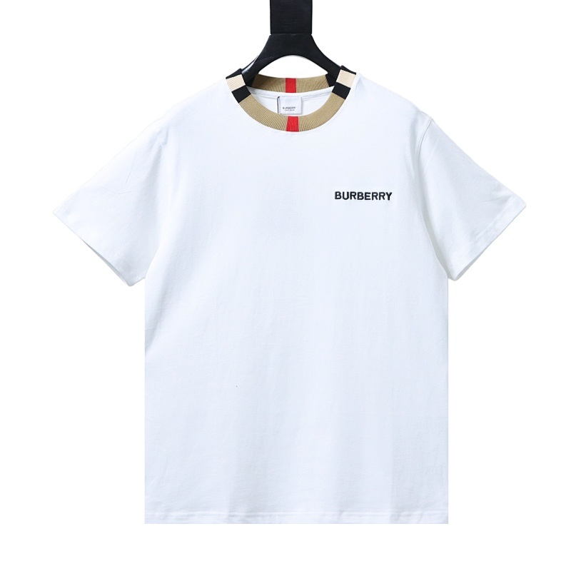 EM Sneakers Burberry Check-Collar T-Shirt with Embroidered Logo White