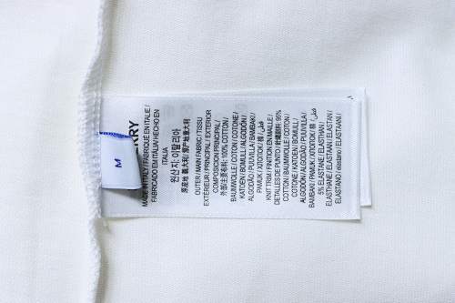 EM Sneakers Burberry T-Shirt with Front Embroidery Back Plaid Patch and Letter Print White