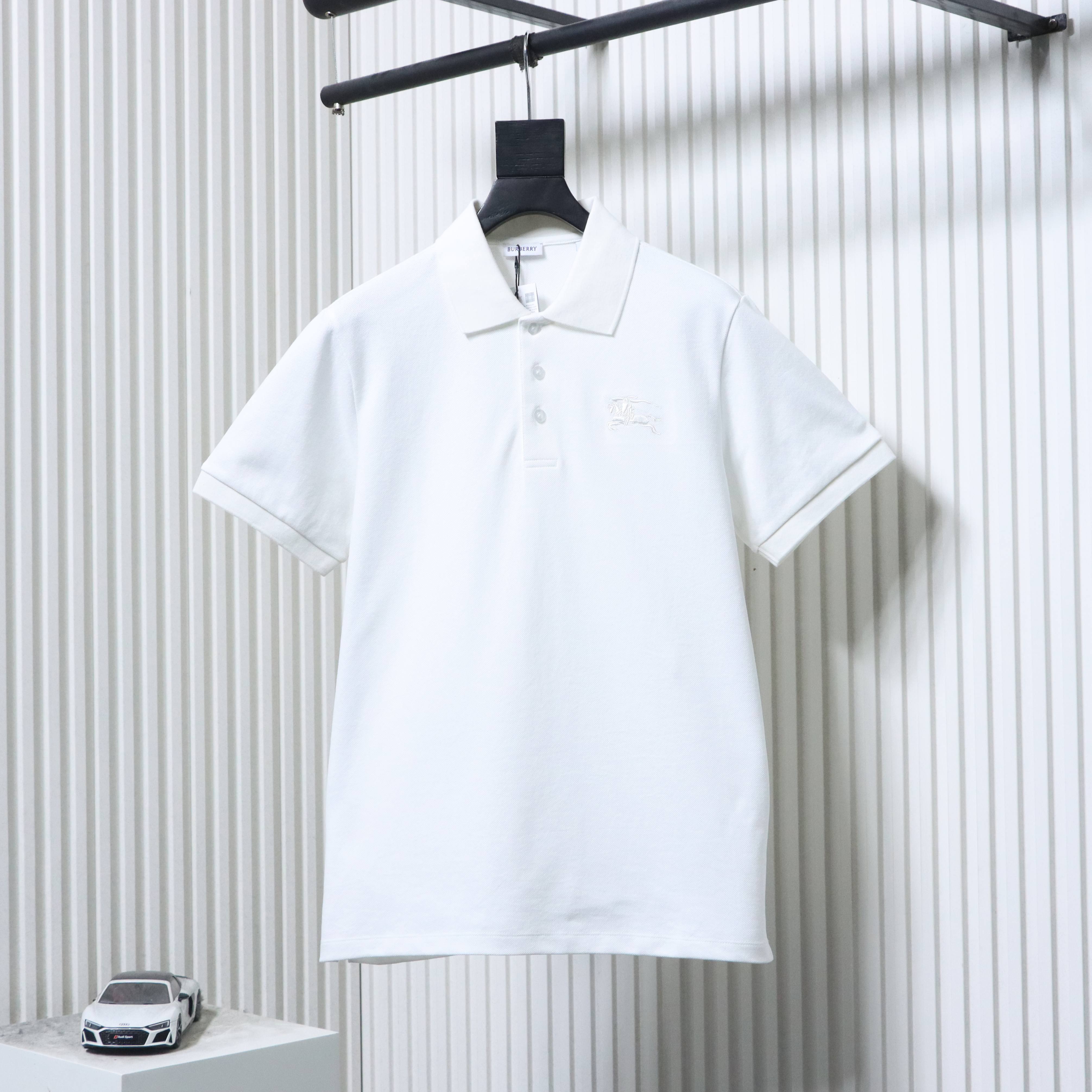 EM Sneakers Burberry Equestrian Knight Logo Polo Shirt White-SS26