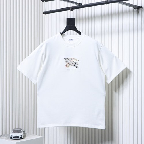 EM Sneakers Burberry T-Shirt with Front Check and Equestrian Knight Print White