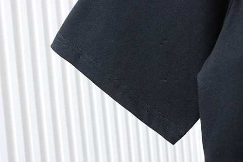 EM Sneakers Burberry T-Shirt with Front Embroidery Back Plaid Patch and Letter Print Black