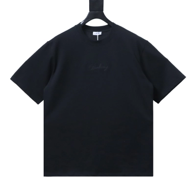EM Sneakers Burberry T-Shirt with Front Embroidery Back Plaid Patch and Letter Print Black 02