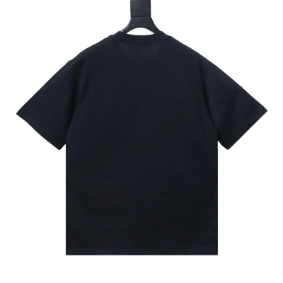 EM Sneakers Burberry T-Shirt with Front Check and Equestrian Knight Print Black 02