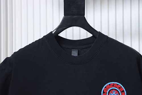 EM Sneakers Chrome Hearts Blue-Trim Horseshoe Cross T-Shirt Black