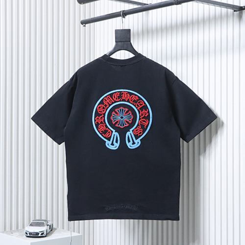 EM Sneakers Chrome Hearts Blue-Trim Horseshoe Cross T-Shirt Black