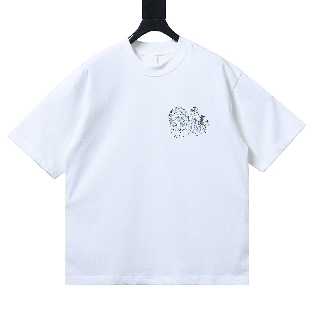 EM Sneakers Chrome Hearts Sanskrit & Diamond-Embellished Cross T-Shirt White