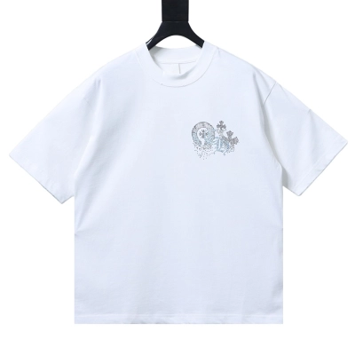 EM Sneakers Chrome Hearts Sanskrit & Diamond-Embellished Cross T-Shirt White 01