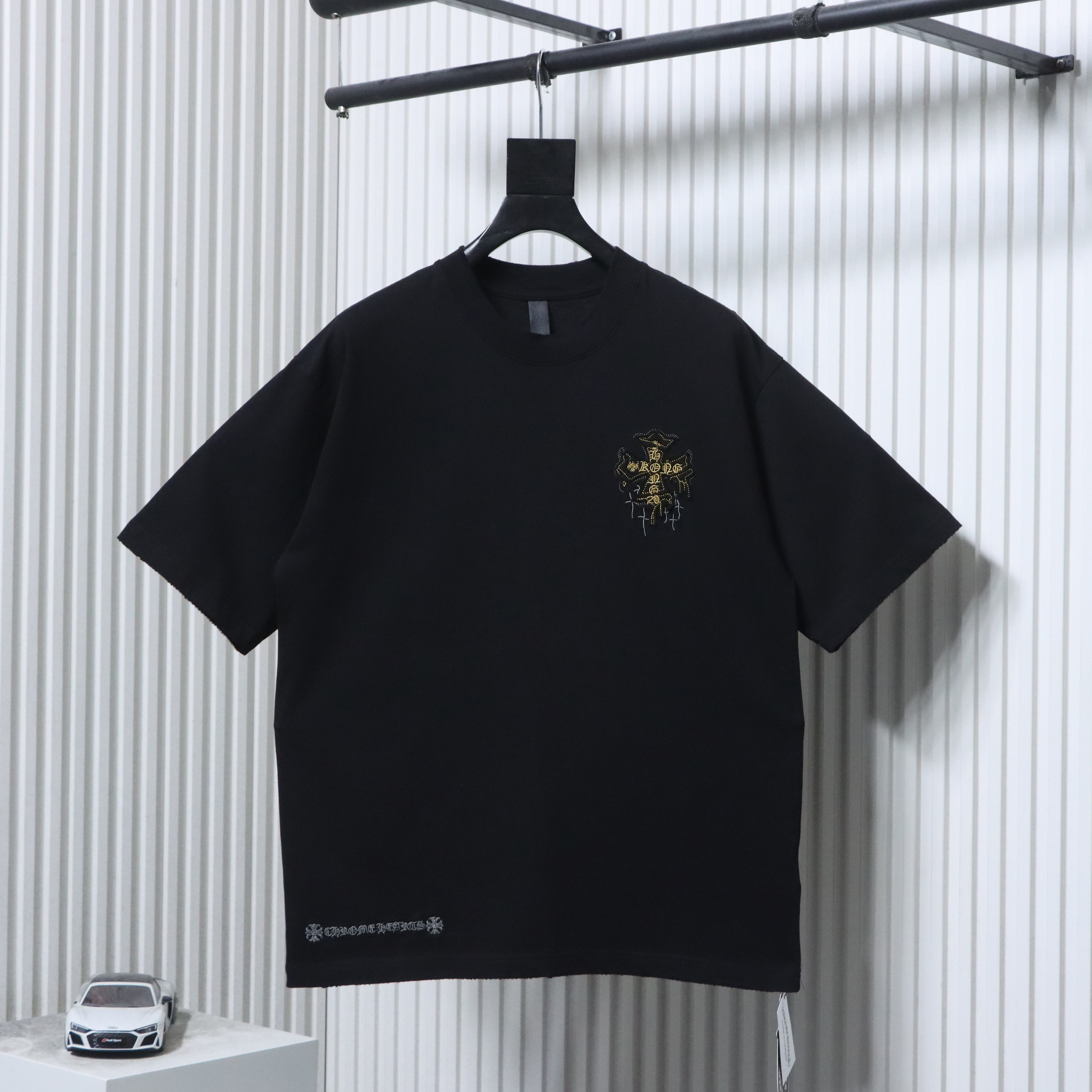 EM Sneakers Chrome Hearts Heavy-Embroidered Sanskrit Cross T-Shirt Black