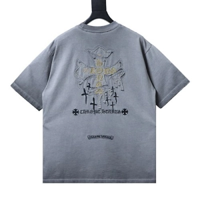 EM Sneakers Chrome Hearts Heavy-Embroidered Sanskrit Cross T-Shirt Gray 02