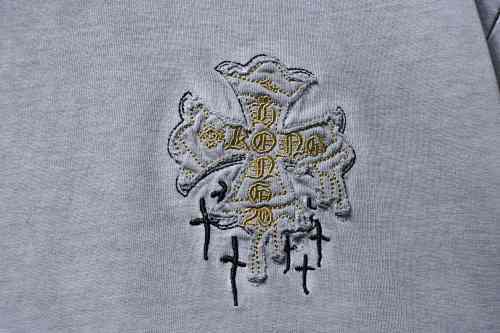 EM Sneakers Chrome Hearts Heavy-Embroidered Sanskrit Cross T-Shirt Gray