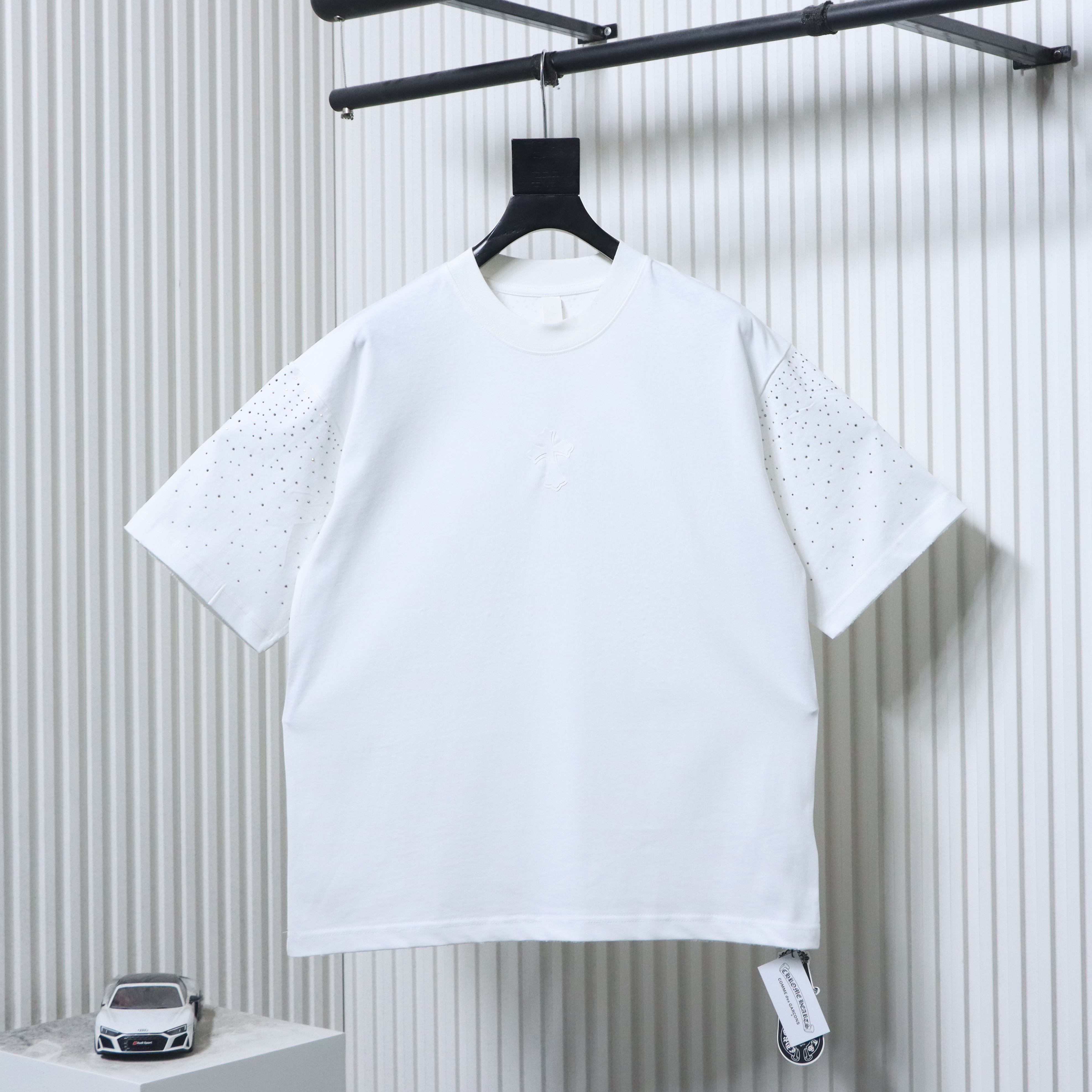 EM Sneakers Chrome Hearts Sanskrit Rhinestone T-Shirt White