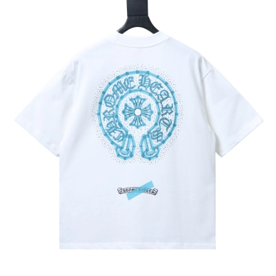 EM Sneakers Chrome Hearts Rhinestone Horseshoe T-Shirt White 02