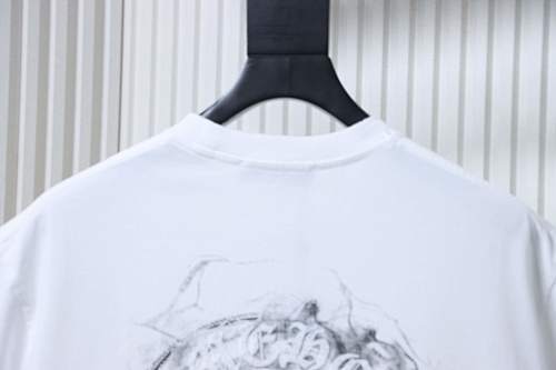 EM Sneakers Chrome Hearts Horseshoe Embroidery Smoke-Effect Ink Splatter Washed & Distressed T-Shirt White