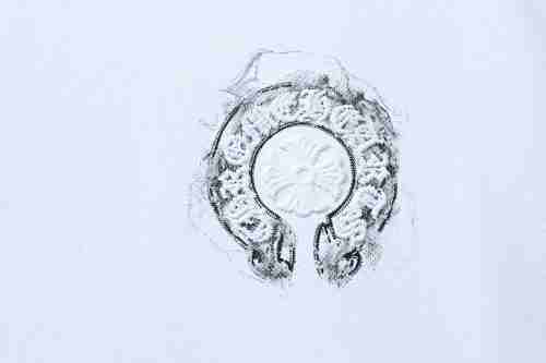 EM Sneakers Chrome Hearts Horseshoe Embroidery Smoke-Effect Ink Splatter Washed & Distressed T-Shirt White