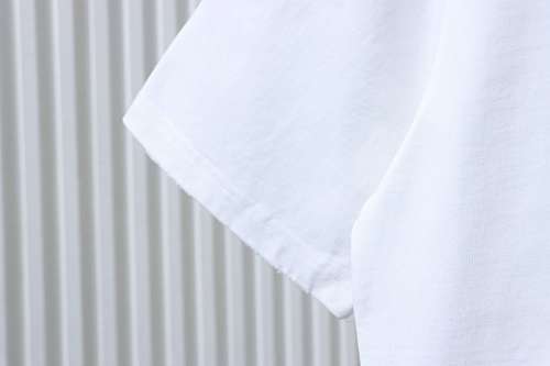 EM Sneakers Chrome Hearts Horseshoe Embroidery Smoke-Effect Ink Splatter Washed & Distressed T-Shirt White