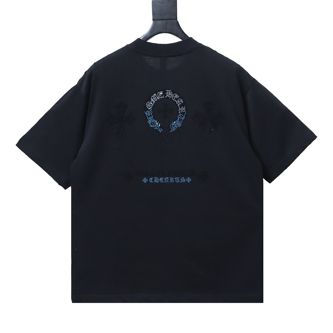 EM Sneakers Chrome Hearts Sanskrit & Diamond-Embellished Cross T-Shirt Black