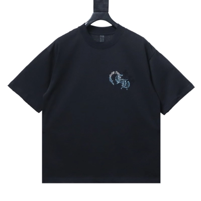 EM Sneakers Chrome Hearts Sanskrit & Diamond-Embellished Cross T-Shirt Black 01