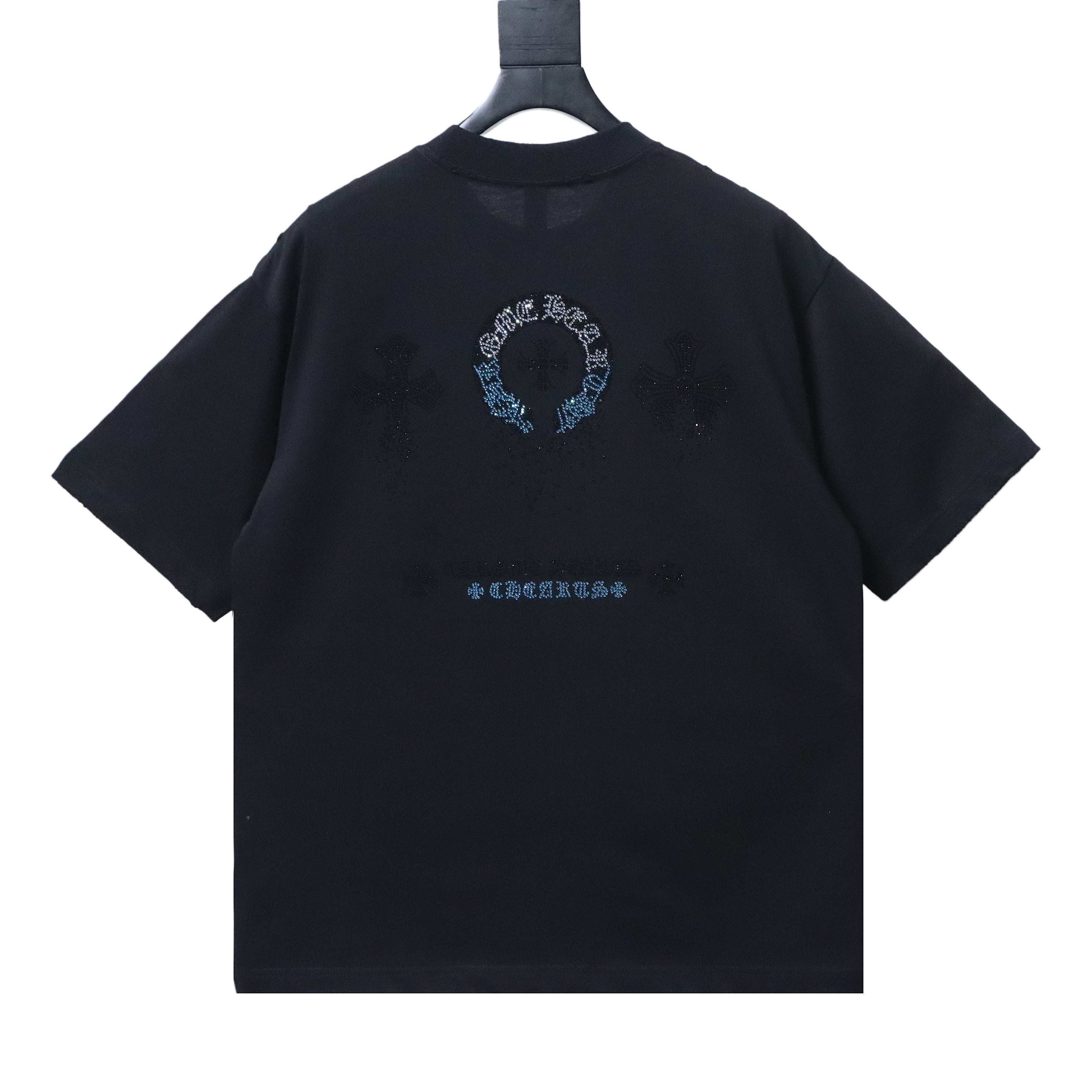 EM Sneakers Chrome Hearts Sanskrit & Diamond-Embellished Cross T-Shirt Black