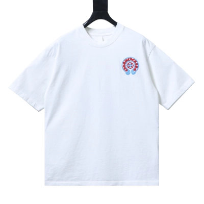 EM Sneakers Chrome Hearts Blue-Trim Horseshoe Cross T-Shirt White 01
