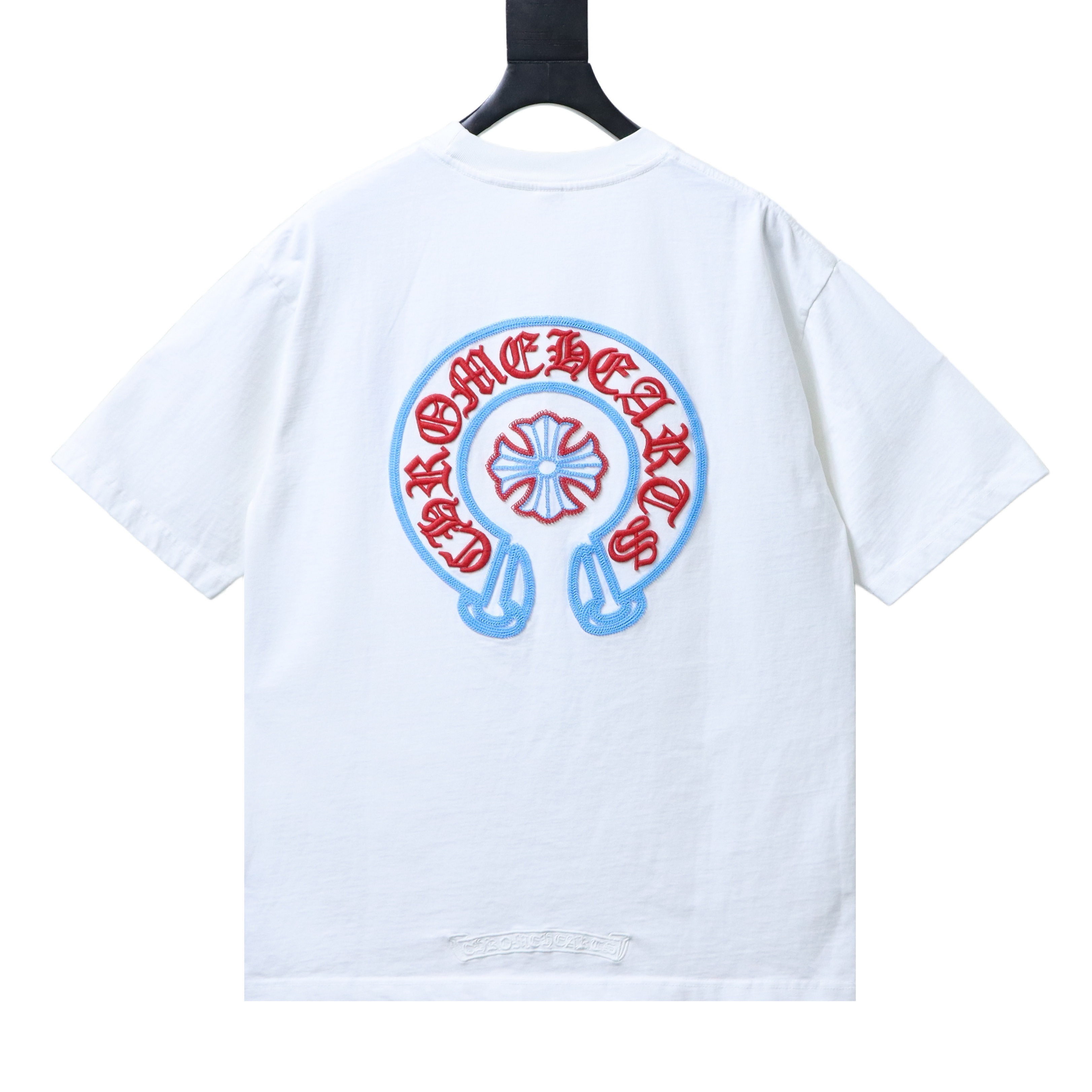 EM Sneakers Chrome Hearts Blue-Trim Horseshoe Cross T-Shirt White
