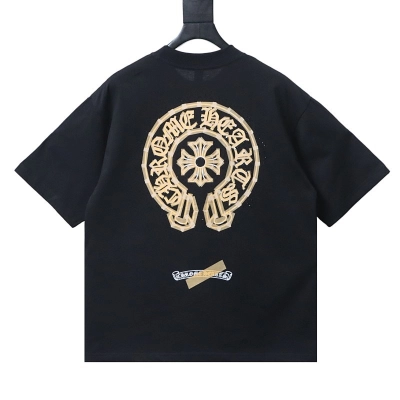 EM Sneakers Chrome Hearts Rhinestone Horseshoe T-Shirt Black 02