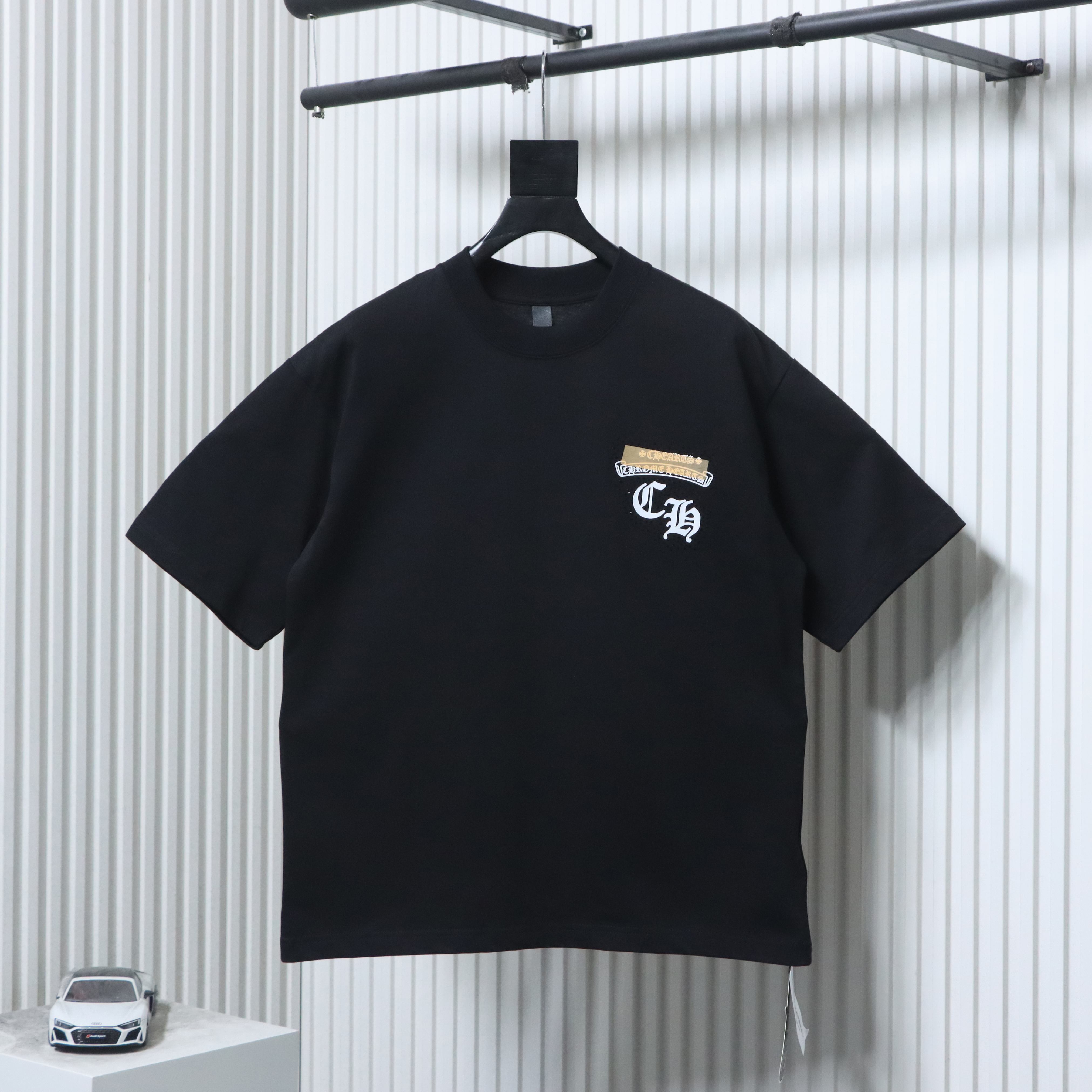 EM Sneakers Chrome Hearts Rhinestone Horseshoe T-Shirt Black