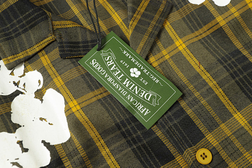 EM Sneakers Denim Tears × Hardies NYC Cotton Wreath Flannel Long Sleeve Yellow Plaid Shirt