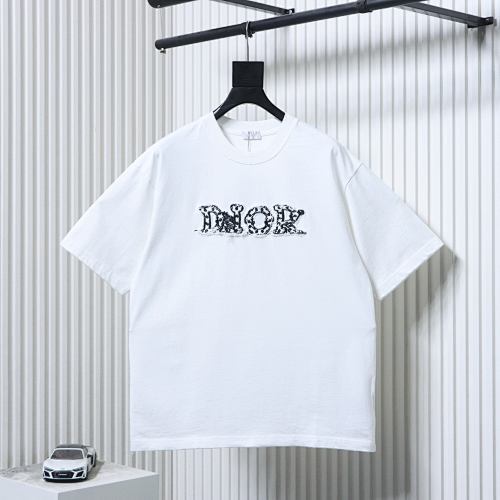 EM Sneakers Dior Distressed Appliqué Letter Embroidery T-Shirt White