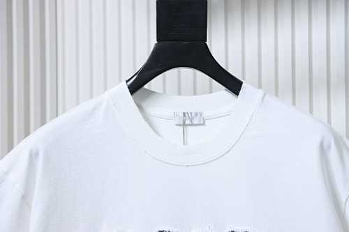 EM Sneakers Dior Distressed Appliqué Letter Embroidery T-Shirt White