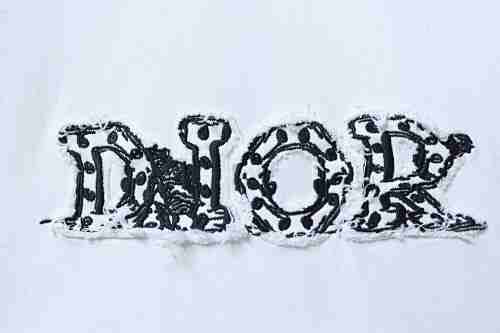 EM Sneakers Dior Distressed Appliqué Letter Embroidery T-Shirt White