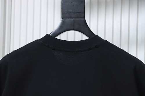 EM Sneakers Dior Distressed Appliqué Letter Embroidery T-Shirt Black