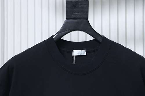 EM Sneakers Dior Distressed Appliqué Letter Embroidery T-Shirt Black