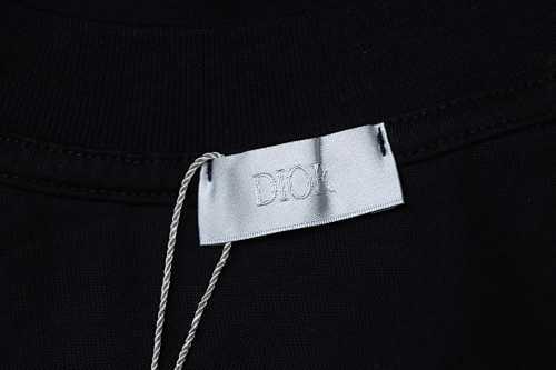 EM Sneakers Dior Distressed Appliqué Letter Embroidery T-Shirt Black