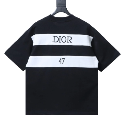 EM Sneakers Dior Striped T-Shirt with Back Lettering Black 02