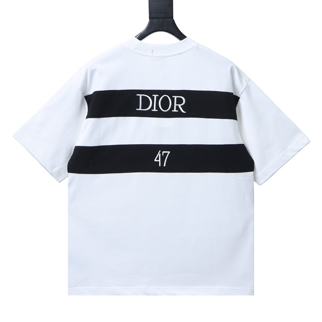 EM Sneakers Dior Striped T-Shirt with Back Lettering White