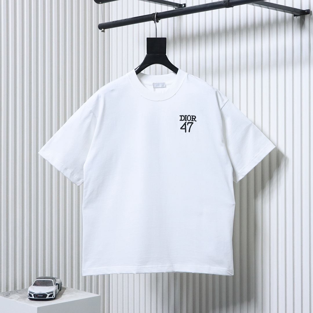 EM Sneakers Dior Striped T-Shirt with Back Lettering White