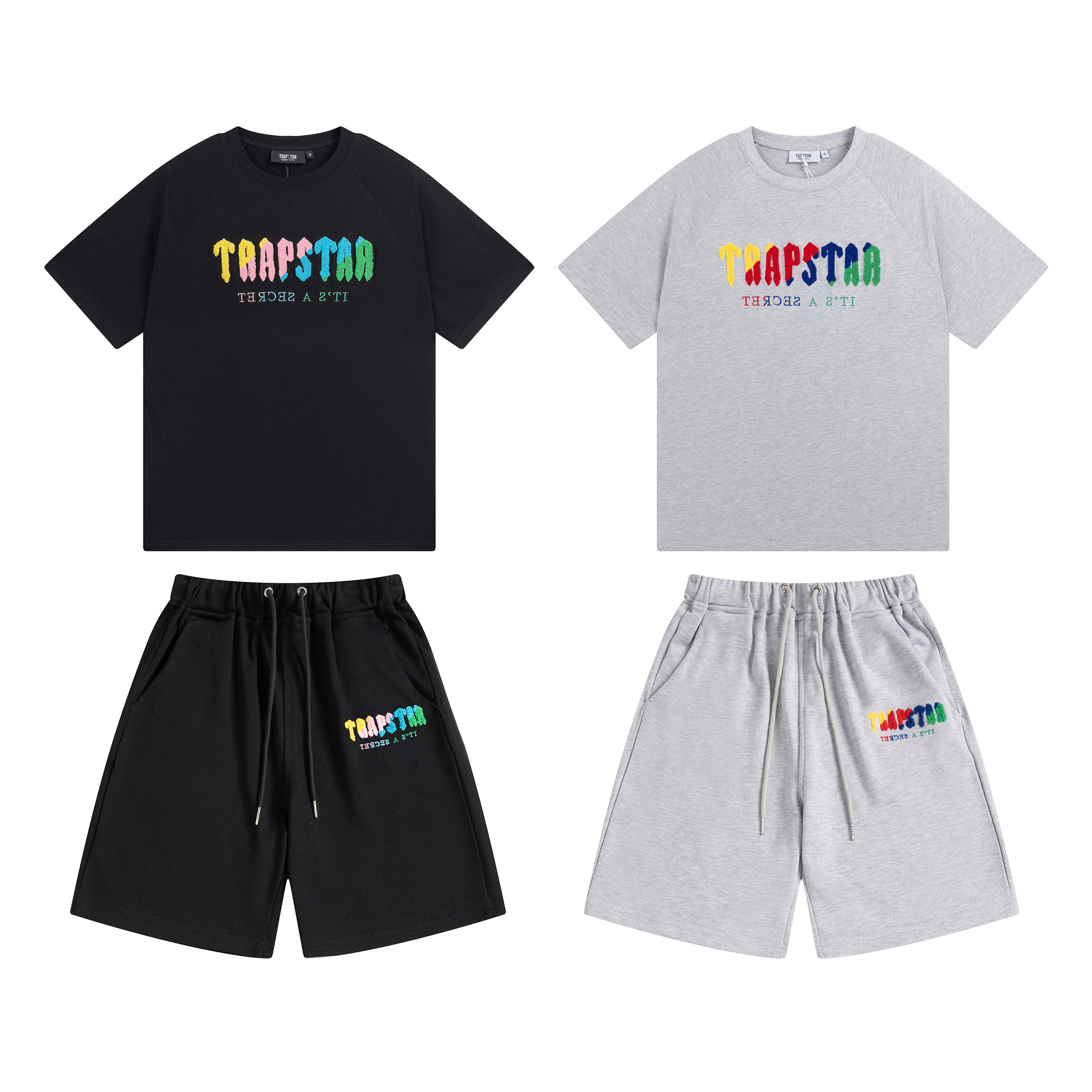 EM Sneakers Trapstar T-shirt & Shorts Sets #623-624 Black /Gray