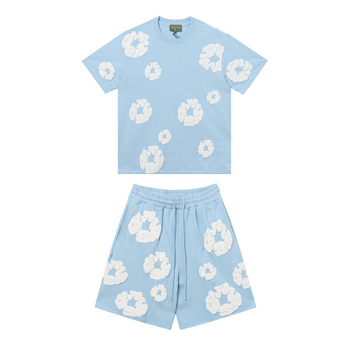 EM Sneakers Denim Tears The White Cotton Wreath T-Shirt & Short Pants Sets Sky Blue