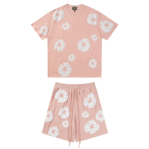 EM Sneakers Denim Tears The White Cotton Wreath T-Shirt & Short Pants Sets Pink