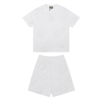 EM Sneakers Denim Tears The White Cotton Wreath T-Shirt & Short Pants Sets White 01