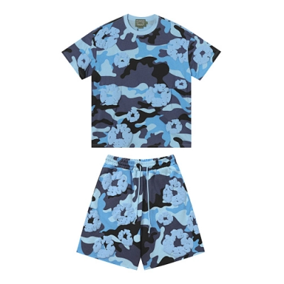 EM Sneakers Denim Tears Cotton Wreath T-Shirt & Shorts Sets #208-8208 Camo Blue 01