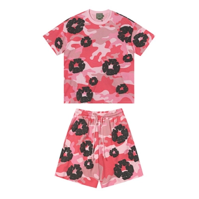EM Sneakers Denim Tears Cotton Wreath T-Shirt & Shorts Sets #208-8208 Camo Pink 01
