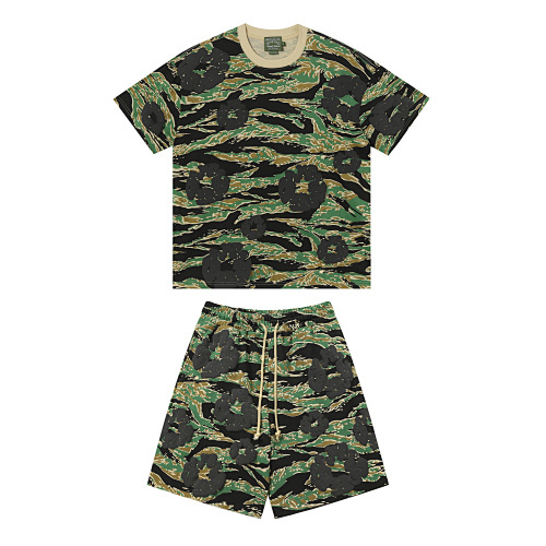 EM Sneakers Denim Tears Cotton Wreath T-Shirt & Shorts Sets #208-8208 Camo Green