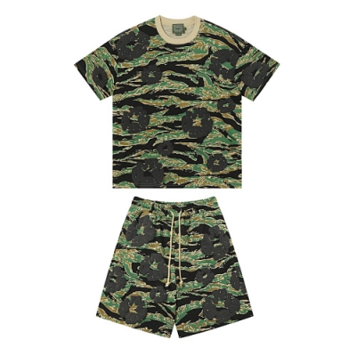 EM Sneakers Denim Tears Cotton Wreath T-Shirt & Shorts Sets #208-8208 Camo Green 01