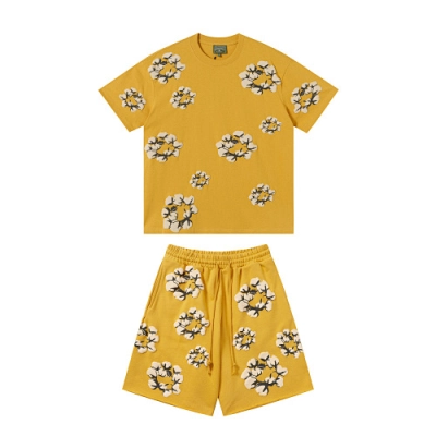 EM Sneakers Denim Tears Cotton Wreath T-Shirt & Shorts Sets #8201-201 Yellow 01