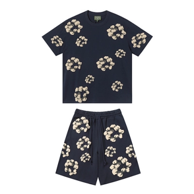 EM Sneakers Denim Tears Cotton Wreath T-Shirt & Shorts Sets #8201-201 Navy 01